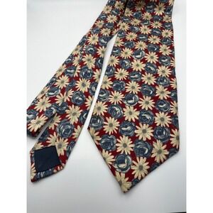 Claiborne Mens Red Floral Silk Tie